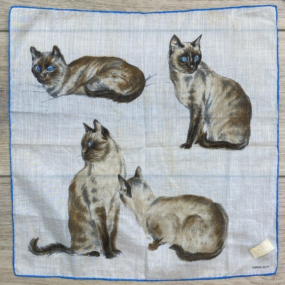 Vintage | Other | Vintage Kreier Siamese Cat Handkerchief | Poshmark